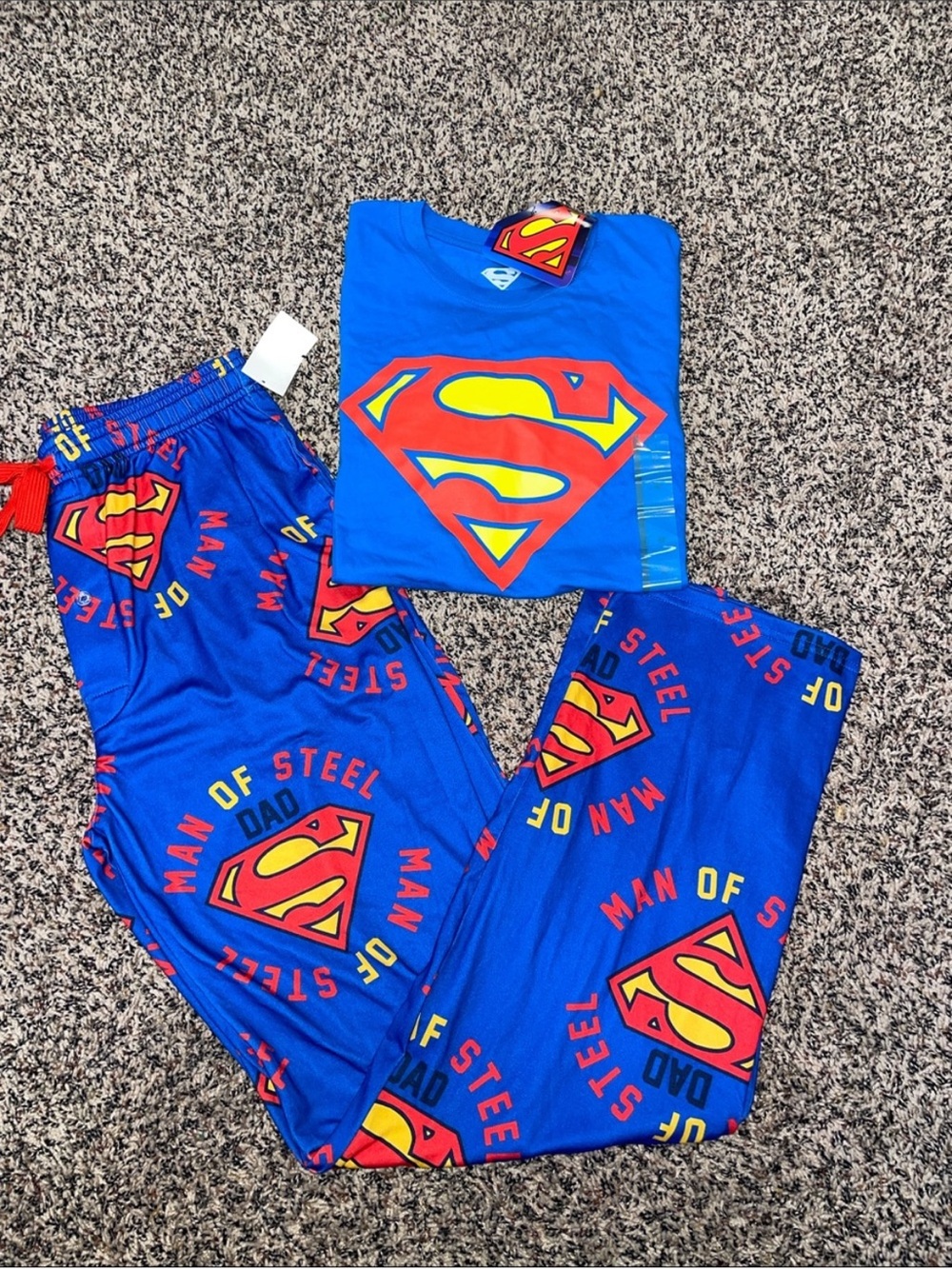 DC Comics Superman Men's Blue 'Man of Steel' Graphic Lounge Set S/M | NWT